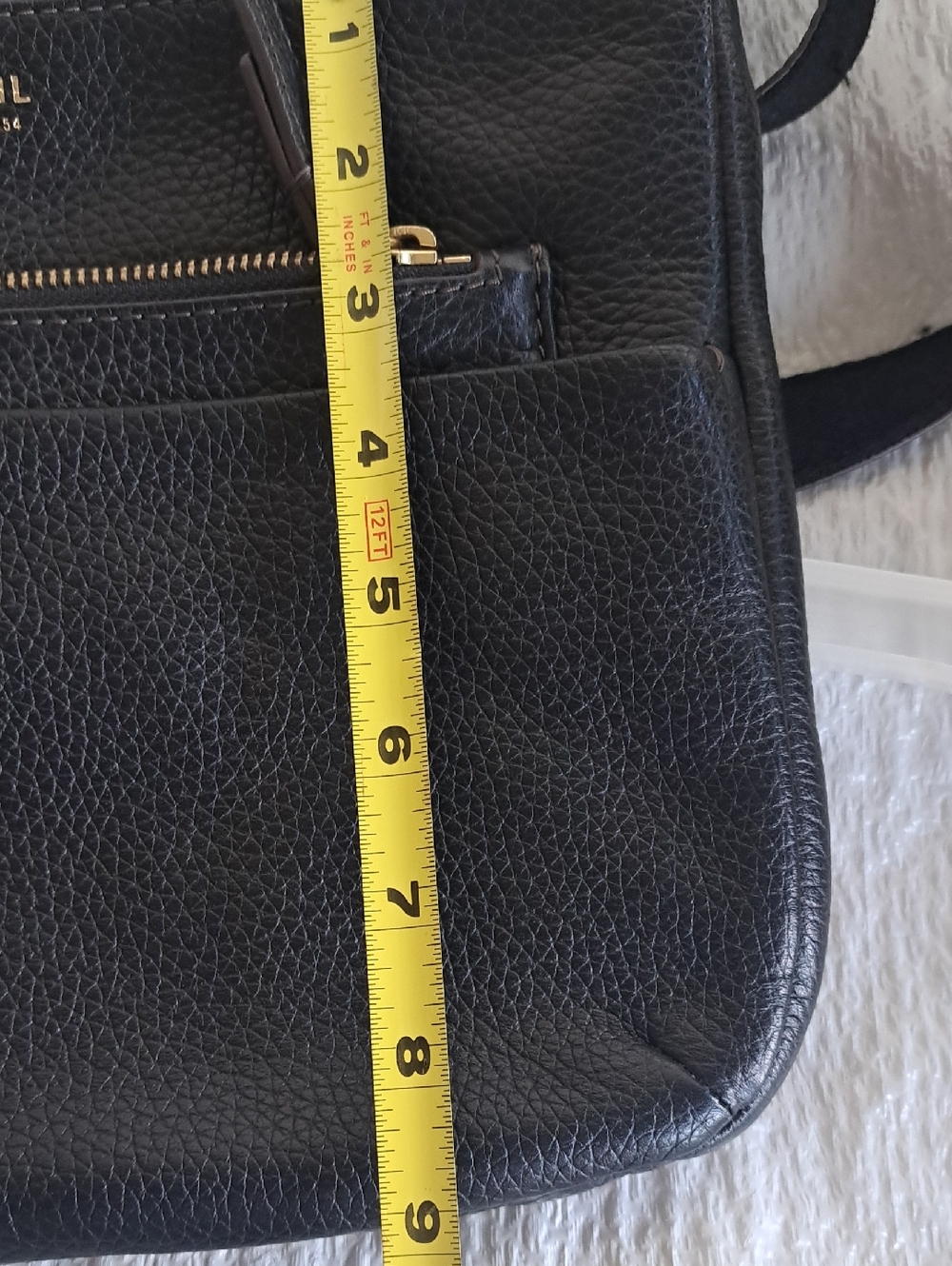 Fossil Black Pebbled Leather Crossbody with Gold Hardware - Picture 11 of 15